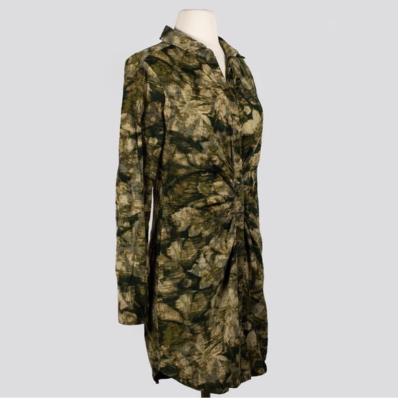 Anthropologie Pilcro Ruched Corduroy Floral Camo Dress - Picture 3 of 10